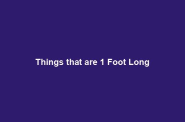 Things that are 1 Foot Long