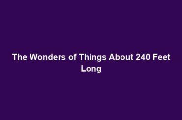 The Wonders of Things About 240 Feet Long