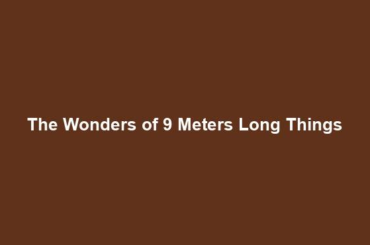 The Wonders of 9 Meters Long Things