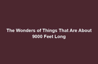 The Wonders of Things That Are About 9000 Feet Long