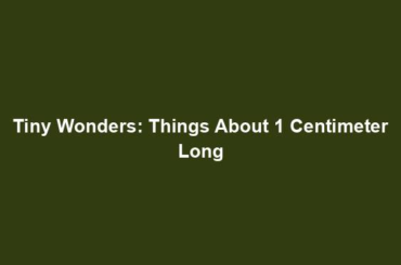 Tiny Wonders: Things About 1 Centimeter Long