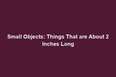 Small Objects: Things That are About 2 Inches Long