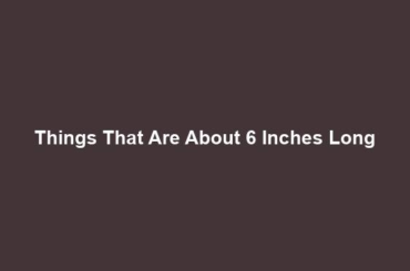 Things That Are About 6 Inches Long